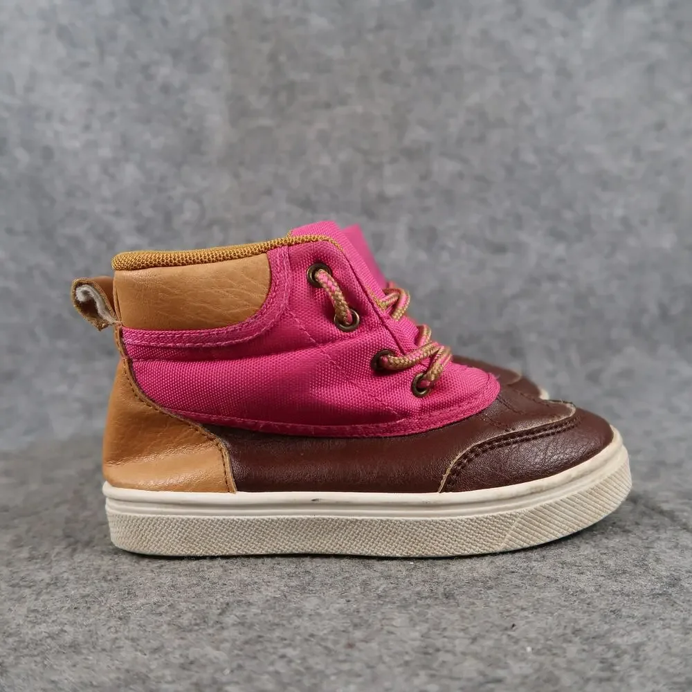 Oomphies Shoes Toddler 9C Sneaker Boots Casual Kids Pink Brown Lace Up Girls